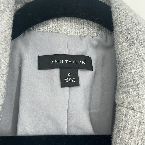 Ann Taylor Wool Fitted Blazer Gray 12 Suit Coat Jacket Academia Quiet Luxury - Picture 7 of 8
